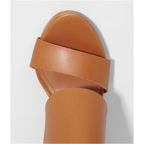 ✨women's brown covered vamp zip back wedge sz 8 sandal✨ - Picture 4 of 8